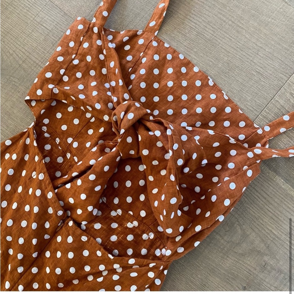 faithful the brand stepper cinnamon polka dot tie cutout dress - Picture 7 of 9